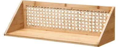 Zdjęcie produktu dla Półka ścienna z bambusa i naturalnego rattanu - szer. 40 cm