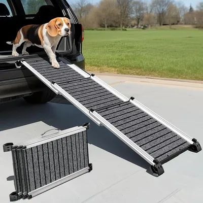 Imagen del producto de Rampa para perros, para coche, 160 cm de largo x 43,2 cm de ancho. Rampa telescópica, portátil, con capacidad de 200 kg y superficie antideslizante, ideal para perros pequeños y medianos para acceder al coche en exteriores