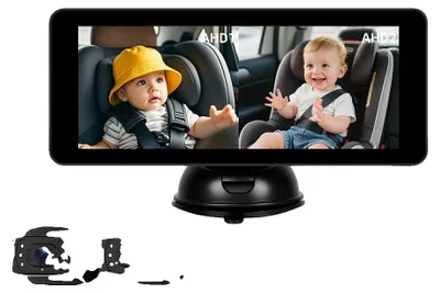 Imagen del producto de Monitor para coche con pantalla HD, función de visión nocturna, dispositivo de vigilancia para bebés en el coche