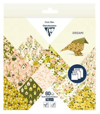 Image de Jeu de papiers Clairefontaine Origami Spring, mélange de formats 60 feuilles