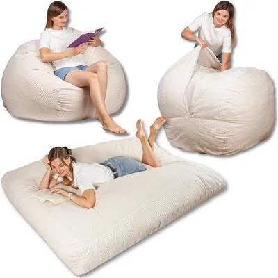 Produktbild von Azomor® Große multifunktionale Sitzsack und Matratze in einem mit weichem Corduroy-Bezug