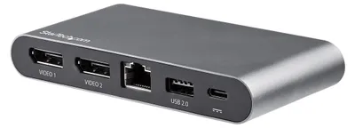 Produktbild von StarTech.com USB-C Dock - Dual Monitor USB-C Multiport Adapter - 2 x 4K DisplayPort - 100W PD 3.0 - Mini-Laptop-Dockingstation - GbE, USB-A-Hub mit 2 Anschlüssen - 1m Kabel, Kabelgebunden, USB 3.2 Gen 1 (3.1 Gen 1) Type-C, 100 W, 10,100,1000 Mbit/s, IEEE 802.3, IEEE 802.3ab, IEEE 802.3u, Schwarz