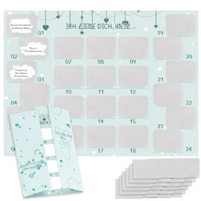 Adventskalender zum Freirubbeln, 24 Aufgaben, 27x36 cm, für Paare