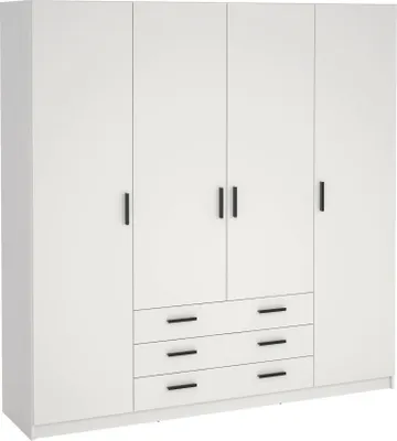 Produktbild von Großer Kleiderschrank Epipola, Schlafzimmermöbel, Schrank, Garderobe, 196x50 h200 cm, Weiß