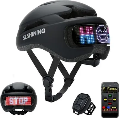 Produktbild von TMEOIIPY Intelligenter App-programmierbarer Fahrradhelm mit Rückseitigem LED-Display und USB-Aufladung, Erwachsene: Herren, Damen,