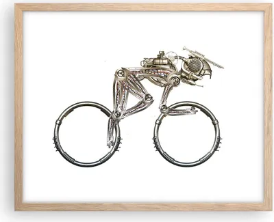 Produktbild von Gerahmtes Poster - Rahmen in heller Eiche - Fahrrad Roboter Modern - 50x40 cm - Wand Bild - Wanddeko - Wandbilder - Wandposter - Bilderrahmen - Bilder - Kunstdruck - Wandbild - P2NAA50x40-4194