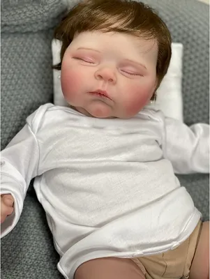 Produktbild von 48 cm realistische Silikon-Reborn-Puppen Pfirsiche mit Pflanzhaar Baumwollkörper Schlafhaar für Kinder