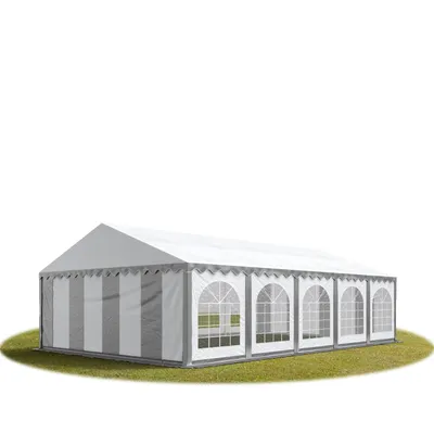 Image de TOOLPORT Tente Barnum de Réception 5x10 m Bâches PVC 750 N gris-blanc Cadre de Sol Jardin