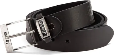 Produktbild von Gil Herren Jeans Anzug Gürtel Wechsel Schnalle Männer Leder Optik Gürte Buckle Schwarz 105 cm