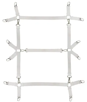 Produktbild von Verstellbare Spannbettlakenhalter, Matratzenhalter, elastische Spannbettlakenhalter mit Metallclips für Spannbettlaken (weiß)