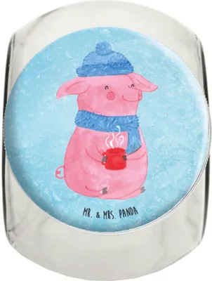 Produktbild von Mr. & Mrs. Panda Teedose Schwein Glühwein XL 2000ml - Eisblau - Geschenk, gewürzglas, Weihnachtsmarkt, Vorratsdose, Punsch, Candyglas, Kaffeedose, Weihnachten