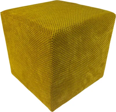 Zdjęcie produktu dla Pufa ZEFIR DOT welurowa 40x40 cm tapicerowana kwadratowa miękka pufa do salonu i sypialni musztardowa