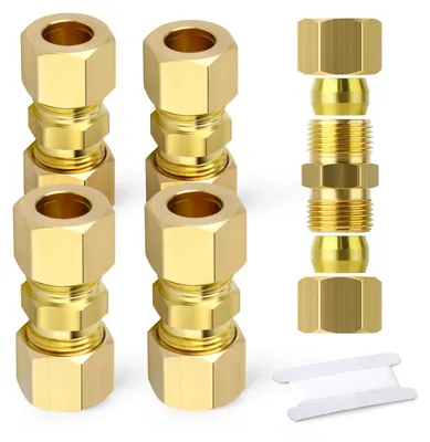 5x Messing-Kompression-Kupplung 8 mm x 8 mm, gerade