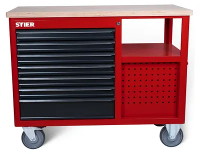 Produktbild von STIER Fahrbare Werkbank Open Space, Lochwand, 11 Schubl., 300kg, 930x1150x520