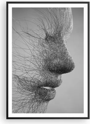 Produktbild von Gerahmtes Poster - Schwarzer Rahmen - Gesicht Grafiken Fäden - 70x100 cm - Wand Bild - Wanddeko - Wandbilder - Wandposter - Bilderrahmen - Bilder - Kunstdruck - Wandbild - P2BPA70x100-4324