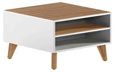 Image de Table d'appoint Table de salon Moderne aspect bois Marron Blanc Scandinave Étagère