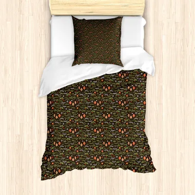 Produktbild von ABAKUHAUS Weihnachten Bettbezug Set für Einzelbetten, Mistletoe Kiefer-Zweig, Milbensicher Allergiker geeignet mit Kissenbezug, 135 cm x 200 cm - 80 x 80 cm, Mehrfarbig