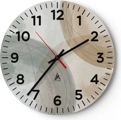 Produktbild von Wanduhr - Rund - Glasuhr - Aquarell Räder Pastell - 40x40cm - Schleichendes Uhrwerk - Lautlos - zum Aufhängen bereit - Dekoration Modern - Wanddekoration aus Glas - C4AR40x40-4842