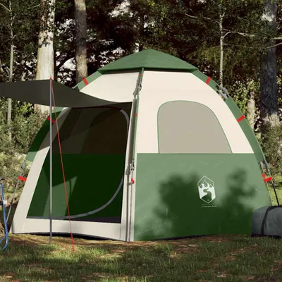 Image de vidaXL Tente de camping 4 personnes Vert Quick Release