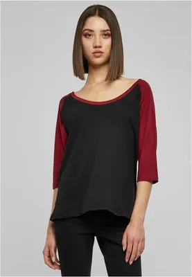 Image de Urban Classics Ladies 3/4 Contrast Raglan Tee blk/burgundy - XS