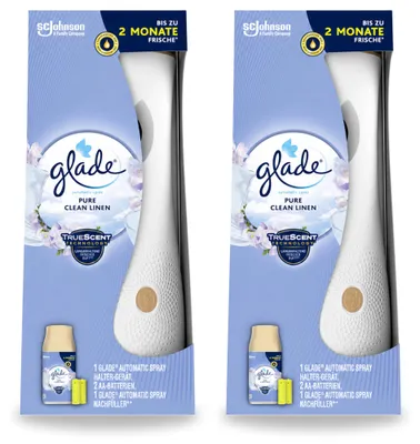 Image de 2 x Coffret de démarrage pour diffuseur automatique Glade - Parfum Pure Clean Linen - 269 ml - Pack avantage - 2 pièces