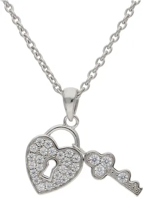 Produktbild von JuwelmaLux Anhänger Herzschloss mit Schlüssel 925/000 Sterling Silber mit synth. Zirkonia JL16-02-0700
