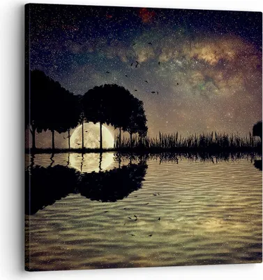 Produktbild von Bild auf Leinwand - Leinwandbild - See Nacht Wasser - 30x30cm - Wand Bild - Wanddeko - Wandbilder - Leinwanddruck - Bilder - Kunstdruck - Wanddekoration - Leinwand bilder - Wandkunst - AC30x30-3753