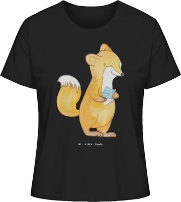 Produktbild von Mr. & Mrs. Panda Kurzarmshirt Damen Fuchs Origami Größe L - Schwarz - Geschenk, Baumwoll T-Shirt, Frauen, Oberteil, Basic Shirt, Basteln, Papierfalten, DIY