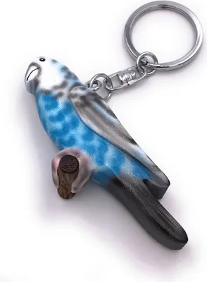 Produktbild von Onwomania Schlüsselanhänger aus Holz Papagei Wellensittich blau Sittich Vogel Zuchtvogel Kanarienvogel Anhänger Charm