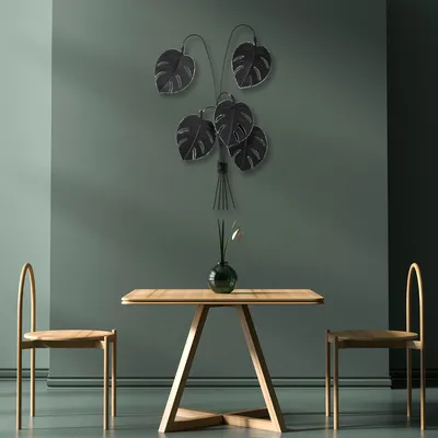 Obrázek produktu pro Wallity, Monstera- DYU1118, Černá, Ostatní bytové dekorace, 60 x 100 x 12 cm, 100% kov
