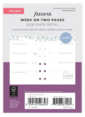 Produktbild von Filofax Kalender, Wochenübersicht, illustriertes Tagebuch, Nachfüllpack, Taschenformat, 2026