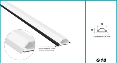 Produktbild von HEXIM Fenstersprossen weiß 1 & 2 Meter - selbstklebende Glassprossen aus PVC Kunststoff, Dichtungslippen(steil & ausgestellt) in grau und schwarz - HJ G18(2000x18x10mm, schwarze Lippe)