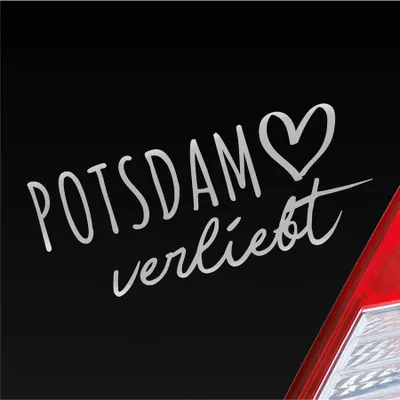Produktbild von Auto Aufkleber Potsdam verliebt Herz Stadt Heimat Liebe Car 19x8 cm Silber Sticker Heckscheibenaufkleber