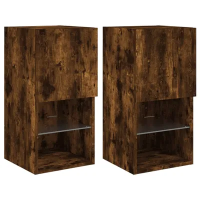 Zdjęcie produktu dla vidaXL Szafki pod TV z oświetleniem LED 2 szt. Dąb wędzony 30,5x30x60 cm