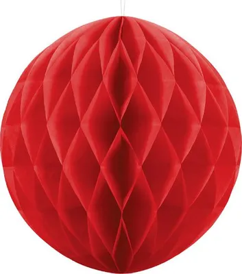 Produktbild von Großer roter Wabenball aus Papier, 30 cm, mit Faden zum einfachen Aufhängen
