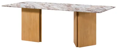 Immagine prodotto di MASSIVMOEBEL24 | Tavolo da pranzo in legno di mango 180x90x76 beige laccato / marmo beige LUGANO #106