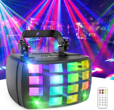 Produktbild von LED Bühnenbeleuchtung Partylicht, 2 in 1 RGB Disco Licht, Discolicht Party Lichter Musikgesteuert mit Fernbedienung, Light DJ Disco Lichter für Party