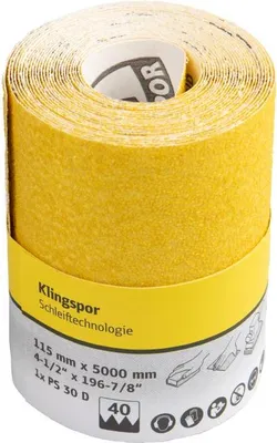 Immagine prodotto di Klingspor PS 30 D Schleifrolle, 115 x 5000 mm, Korn 40  Schleifpapier 294308