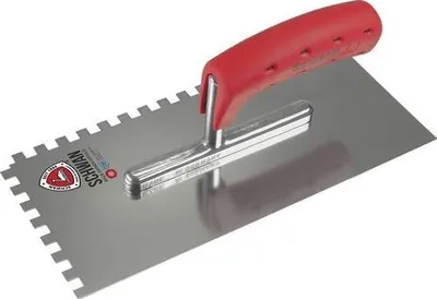 Image de Truelle à lisser L. 280 mm, l. 130 mm, dents 6x6, inox, manche en H, acier inoxydable, épaisseur 0,7 mm