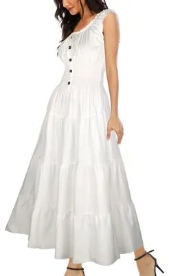 Produktbild von Damen Ärmellos Sommer Flowy Printed Boho Maxi Lang Kleid Kleider für Hochzeit Ga
