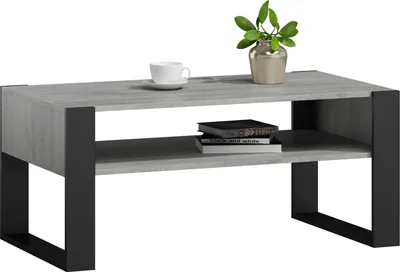 Produktbild von MATKAM Couchtisch KAJA H50 x B100 x T53,6 cm, offene Ablage unter der Tischplatte, Kufenbeine (Beton)