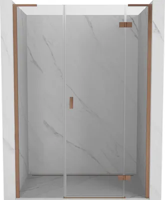 Image de Mexen Mist-H L Porte de douche pivotante droite 150 cm, transparente, cuivre brossé - 8A5L-150-001-65-00-P