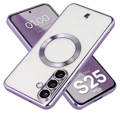 Produktbild von Handyhülle mit Kameraschutz und Magnetring für Galaxy S25 Plus, Bizon Case GuardO, Transparent-Violet
