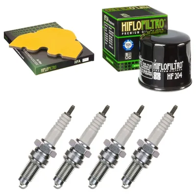 Image de Kit d'entretien pour Kawasaki ZZR 600 E 1993-2004 : filtre à air, filtre à huile, bougies d'allumage de pamoto - Neuf