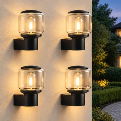 Produktbild von ZMH LED Wandleuchte 4er Outdoor Aussen Wandbeleuchtung E27 Terrassenbeleuchtung IP65 Wandlampe Hauswand AußEnlampe Wand Wall AußEnleuchte Balkon Flur