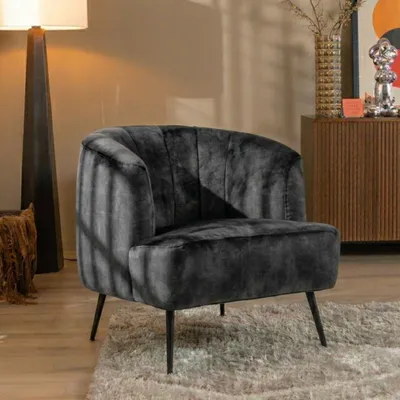 Produktbild von Bronx71 Samt Sessel Billy modern anthrazit