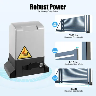 Obrázok produktu pre Automatický pohon posuvných brán – pohon brány 750 W – do 1600 kg – pre brány do 12 m – 1400 ot./min – tichý – diaľkové ovládanie a kľúč