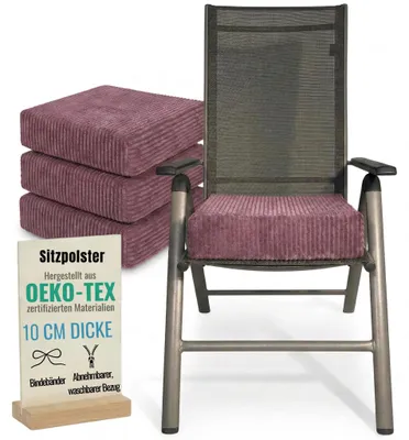 Obrázok produktu pre Vankúše24 - 4x vankúš na sedenie 40x40 cm 10 cm hrubý z manšestru | penový vankúš na stoličku s prateľným poťahom | pre seniorov a deti | vankúš na stoličku, vankúš na podlahu