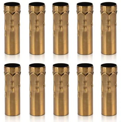 10er Set E14 Metall-Kerzenhalter-Abdeckungen, Goldbronze