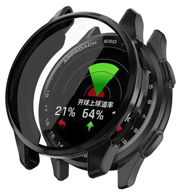 Produktbild von Für Garmin Approach S50 Electroplated Full Cover TPU Smart Watch Schutz Hülle Schwarz